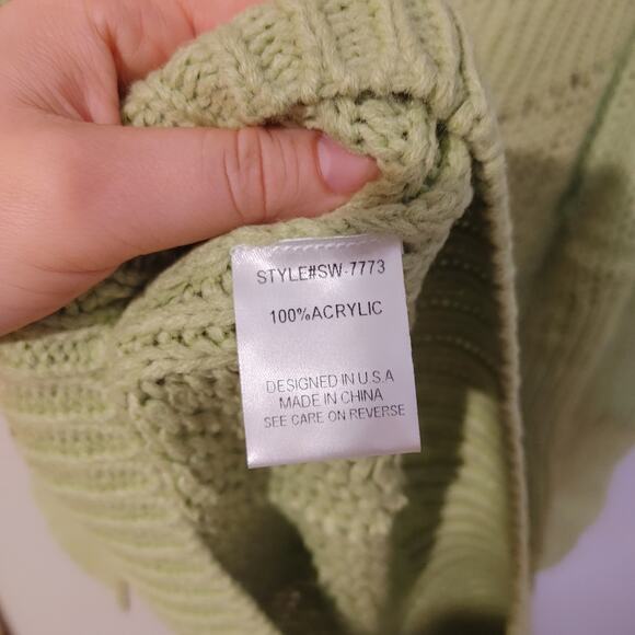 Uniq Size Small/Medium S/M Green Sweater NEW NWT Acrylic Chunky Knit - Picture 10 of 10